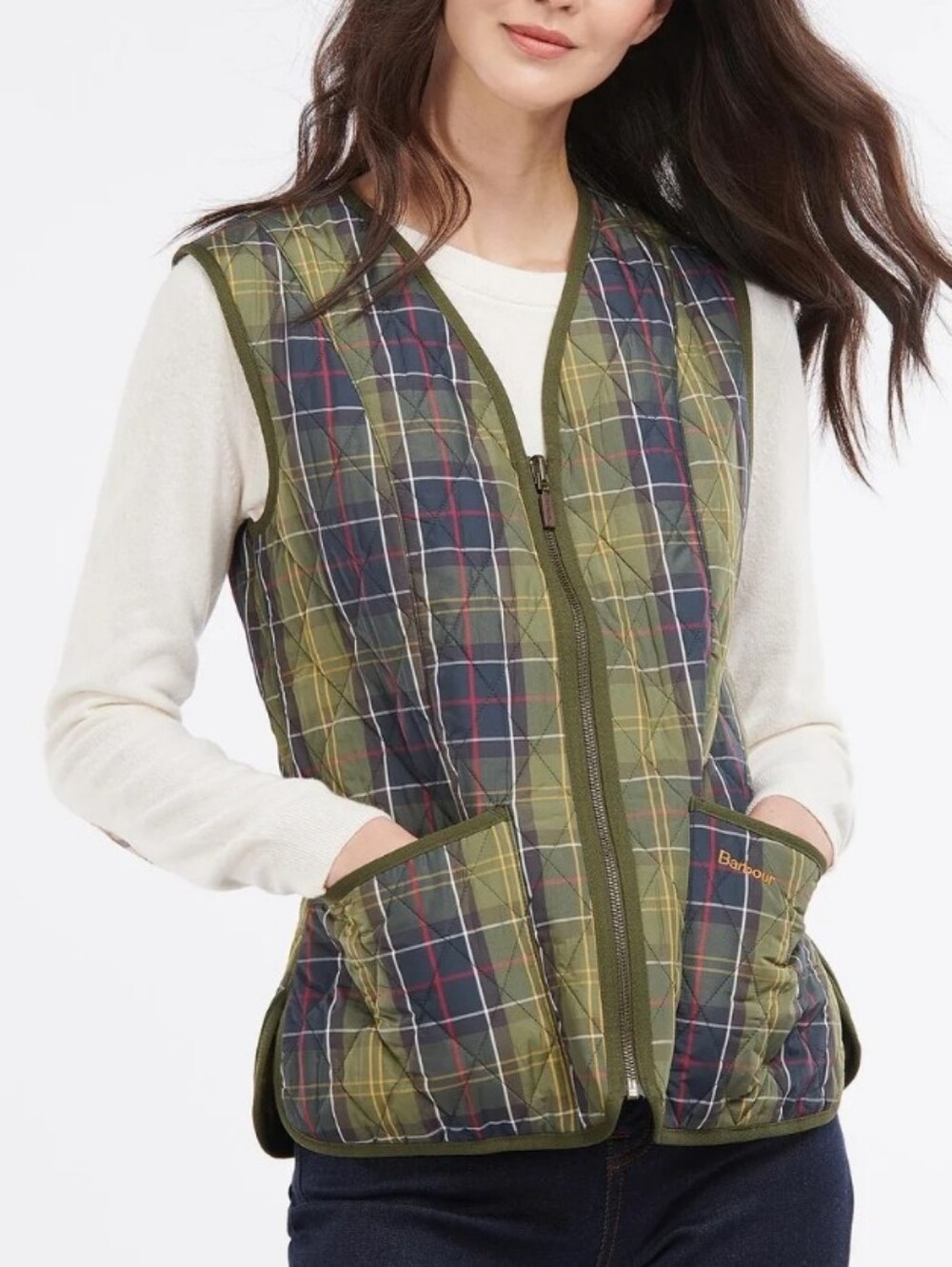 Barbour Tartan Quilted Vest Liner, Size 8